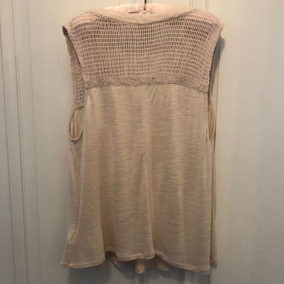 Ecote Cream Cotton Sleeveless Blouse with Buttons and Crochet, Women’s XS - Picture 2 of 5